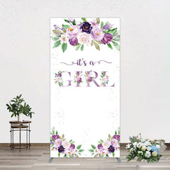 Aperturee - Aperturee Floral Purple Series Girl Baby Shower Rectangle Backdrop