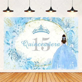 Aperturee - Aperturee Floral Quinceanera 15th Birthday Backdrop Elegant Princess Decor with Blossoms Pink Gold Photo Wall for Sweet Fifteen