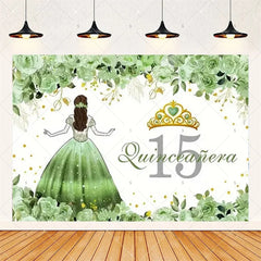 Aperturee - Aperturee Floral Quinceanera 15th Birthday Backdrop Elegant Princess Decor with Blossoms Pink Gold Photo Wall for Sweet Fifteen