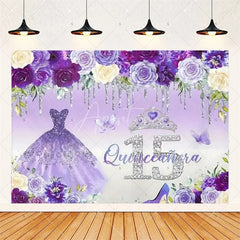 Aperturee - Aperturee Floral Quinceanera 15th Birthday Backdrop Elegant Princess Decor with Blossoms Pink Gold Photo Wall for Sweet Fifteen