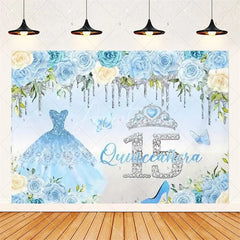 Aperturee - Aperturee Floral Quinceanera 15th Birthday Backdrop Elegant Princess Decor with Blossoms Pink Gold Photo Wall for Sweet Fifteen