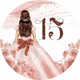 Aperturee - Aperturee Floral Quinceanera Round Backdrop Elegant 15th Birthday Party Decor for Girls Pink Photo Circle for Sweet Fifteen
