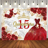Aperturee - Aperturee Floral Quinceanera Sweet 15 Exquisite Dress Backdrop