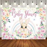 Aperturee - Aperturee Floral Rainbow Hearts Bunny Baby Shower Backdrop