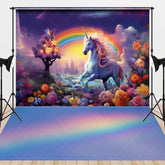 Aperturee - Aperturee Floral Rainbow Unicorn Paradise Combo Set Backdrop