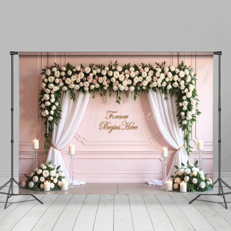 Aperturee - Aperturee Floral Rectangular Arch Wedding Photography Backdrop