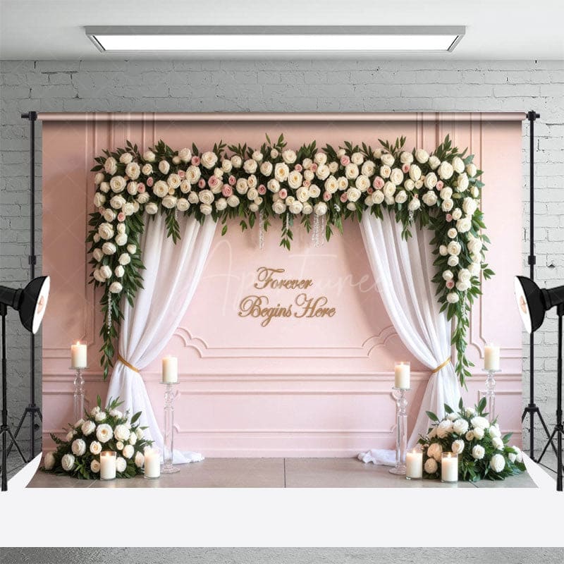 Aperturee - Aperturee Floral Rectangular Arch Wedding Photography Backdrop
