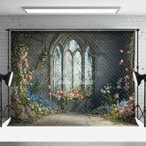 Aperturee - Aperturee Floral Retro Wall Fine Art Sweet Wedding Backdrop