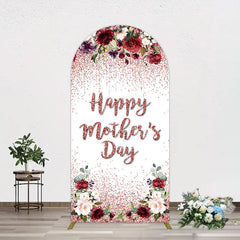 Aperturee - Aperturee Floral Rose Gold Glitter Mothers Day Arch Backdrop