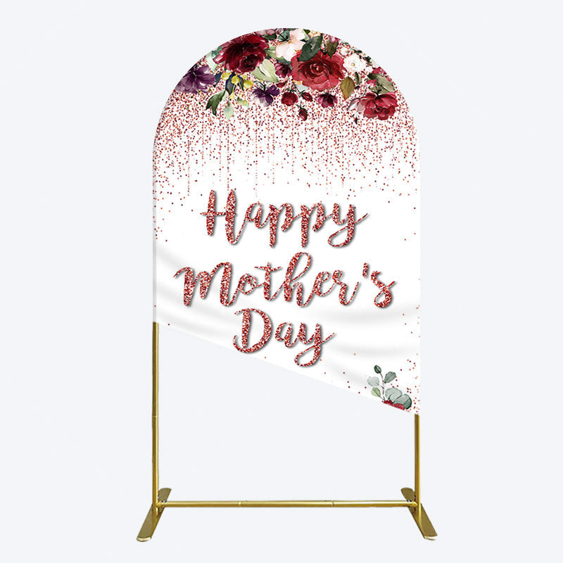 Aperturee - Aperturee Floral Rose Gold Glitter Mothers Day Arch Backdrop