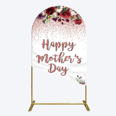 Aperturee - Aperturee Floral Rose Gold Glitter Mothers Day Arch Backdrop