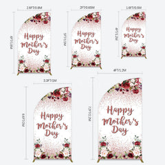 Aperturee - Aperturee Floral Rose Gold Glitter Mothers Day Half Moon Arch Backdrop