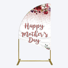Aperturee - Aperturee Floral Rose Gold Glitter Mothers Day Half Moon Arch Backdrop
