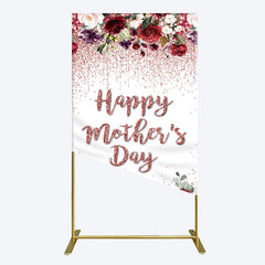 Aperturee - Aperturee Floral Rose Gold Glitter Mothers Day Rectangle Backdrop