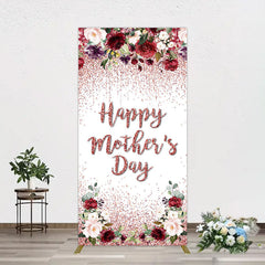 Aperturee - Aperturee Floral Rose Gold Glitter Mothers Day Rectangle Backdrop