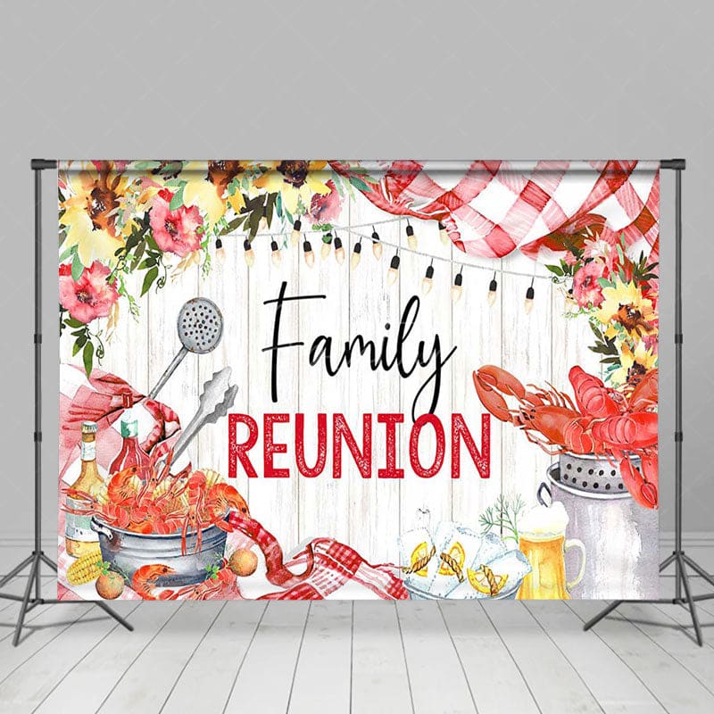 Aperturee - Aperturee Floral Seafood Beer Wood Grain Family Reunion Backdrop