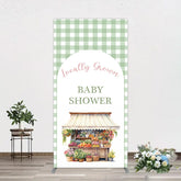 Aperturee - Aperturee Floral Shelf Locally Grown Green Plaid Rectangle Backdrop