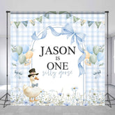 Aperturee - Aperturee Floral Silly Goose Flag 1st Custom Birthday Backdrop