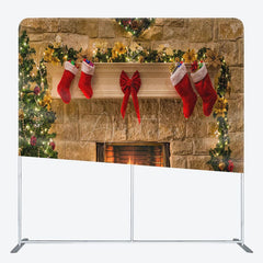 Aperturee - Aperturee Floral Socks Fireplace Christmas Pillow Case Backdrop