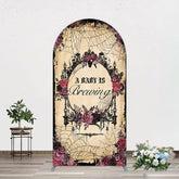 Aperturee - Aperturee Floral Spider Halloween Baby Shower Arch Backdrop
