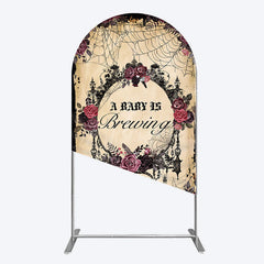 Aperturee - Aperturee Floral Spider Halloween Baby Shower Arch Backdrop
