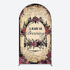 Aperturee - Aperturee Floral Spider Halloween Baby Shower Arch Backdrop
