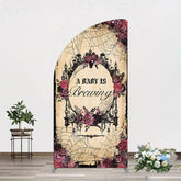 Aperturee - Aperturee Floral Spider Halloween Baby Shower Half Moon Arch Backdrop