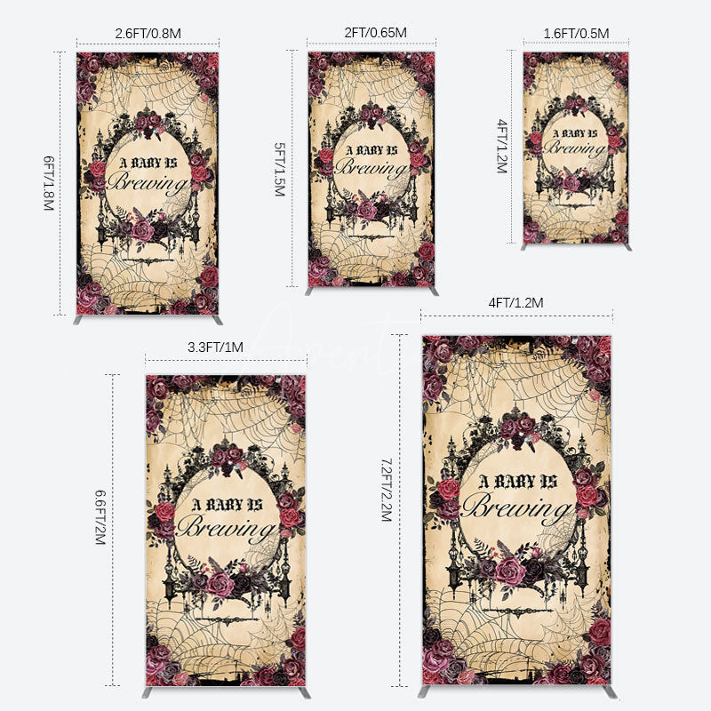 Aperturee - Aperturee Floral Spider Halloween Baby Shower Rectangle Backdrop