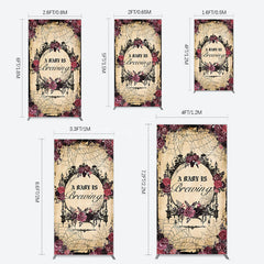 Aperturee - Aperturee Floral Spider Halloween Baby Shower Rectangle Backdrop