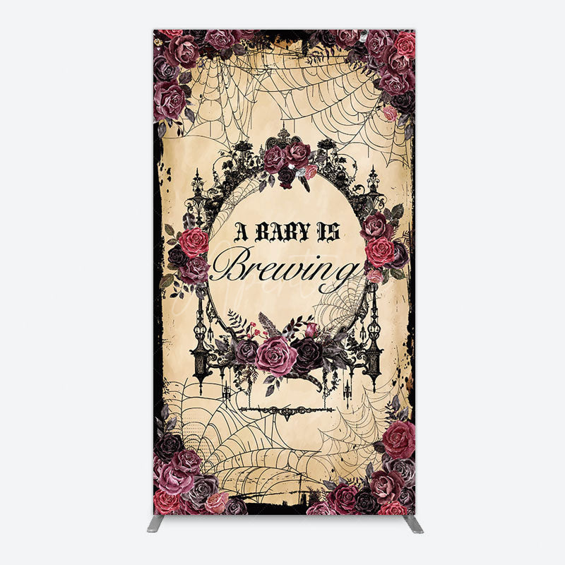 Aperturee - Aperturee Floral Spider Halloween Baby Shower Rectangle Backdrop