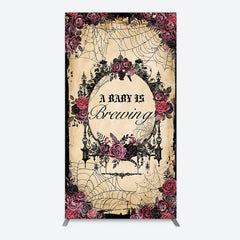 Aperturee - Aperturee Floral Spider Halloween Baby Shower Rectangle Backdrop