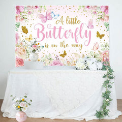 Aperturee - Aperturee Floral Spring Butterfly Glitter Baby Shower Backdrop