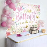 Aperturee - Aperturee Floral Spring Butterfly Glitter Baby Shower Backdrop