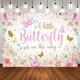 Aperturee - Aperturee Floral Spring Butterfly Glitter Baby Shower Backdrop