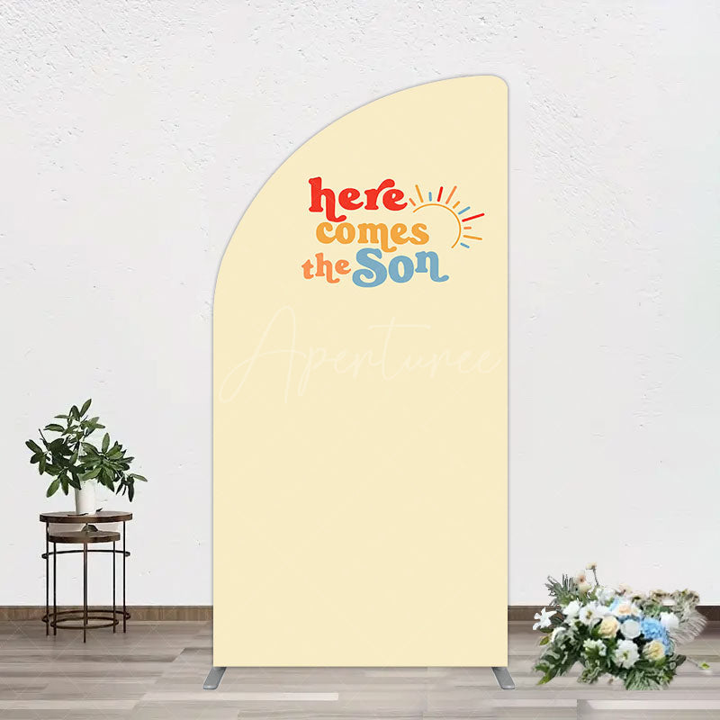 Aperturee - Aperturee Floral Spring Elegant Happy Birthday Half Moon Arch Backdrop