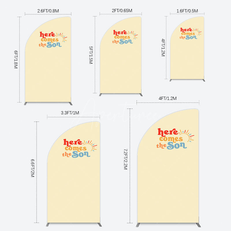 Aperturee - Aperturee Floral Spring Elegant Happy Birthday Half Moon Arch Backdrop