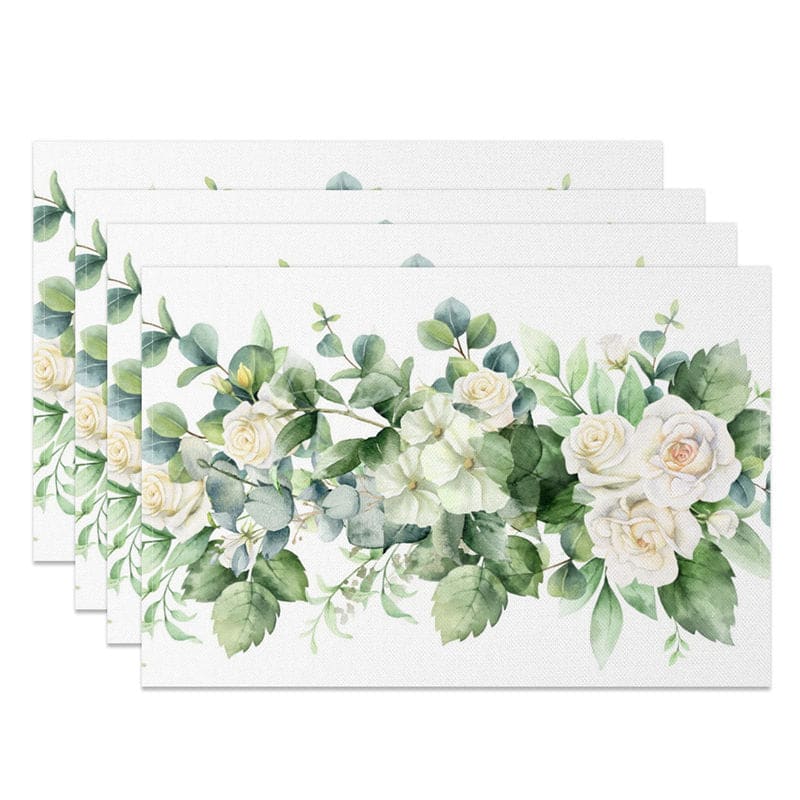 Aperturee - Aperturee Floral Spring Fresh Party Decor Set of 4 Placemats