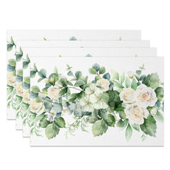 Aperturee - Aperturee Floral Spring Fresh Party Decor Set of 4 Placemats