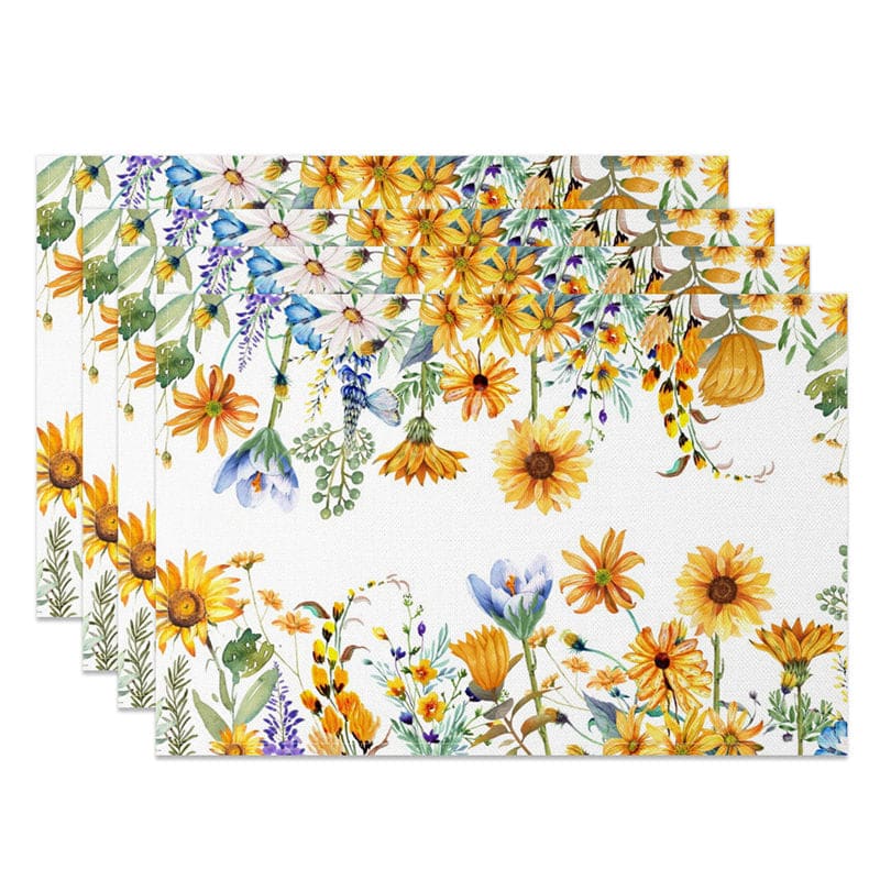 Aperturee - Aperturee Floral Spring Garden Fresh Sweet Set of 4 Placemats