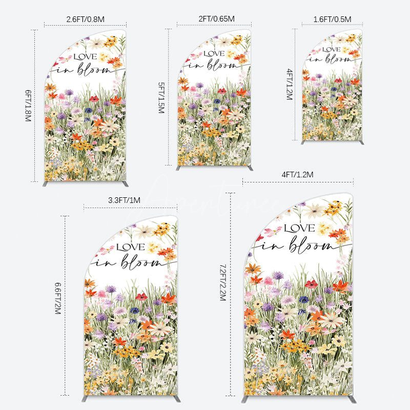 Aperturee - Aperturee Floral Spring Love In Bloom Wedding Half Moon Arch Backdrop
