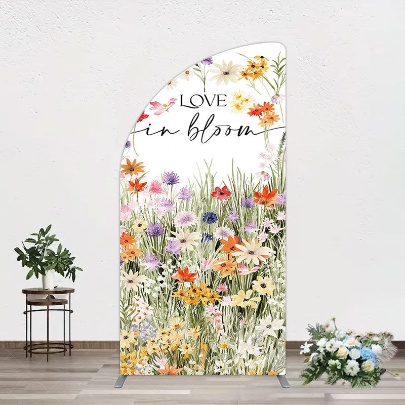 Aperturee - Aperturee Floral Spring Love In Bloom Wedding Half Moon Arch Backdrop