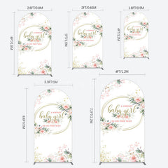 Aperturee - Aperturee Floral Spring Pink Girl Baby Shower Arch Backdrop