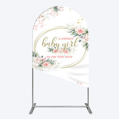 Aperturee - Aperturee Floral Spring Pink Girl Baby Shower Arch Backdrop