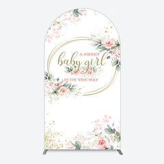 Aperturee - Aperturee Floral Spring Pink Girl Baby Shower Arch Backdrop