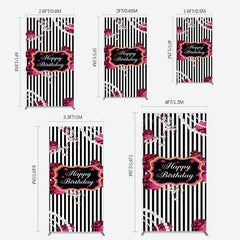 Aperturee - Aperturee Floral Stripe Pearl Happy Birthday Rectangle Backdrop