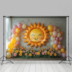 Aperturee - Aperturee Floral Sun Balloon Arch Sweet Cake Smash Backdrop