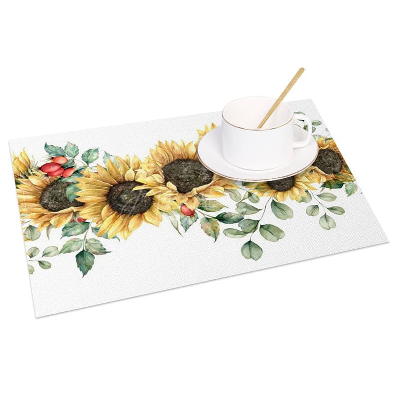 Aperturee - Aperturee Floral Sunflower Spring Fresh Set of 4 Placemats