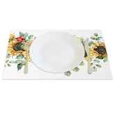 Aperturee - Aperturee Floral Sunflower Spring Fresh Set of 4 Placemats