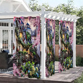 Aperturee - Aperturee Floral Sunset Waterproof Printed Outdoor Curtains