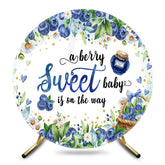 Aperturee - Aperturee Floral Sweet Berry Blue Round Baby Shower Backdrop